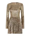 Dolce & Gabbana Sequin-embellished Pleated Minidress In Brown