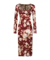 Dolce & Gabbana Floral Pattern Knee-length Dress With Long Sleeves In Multi