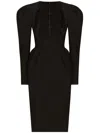 Dolce & Gabbana Long-sleeve Square-neck Midi Dress In Schwarz