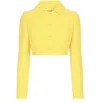 Dolce & Gabbana Monogram-jacquard Button-down Cropped Jacket In Yellow