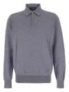 Dolce & Gabbana Grey Polo Shirt With Classic Collar And Tonal Logo Embroidery On The Front In Wool Man In Gray