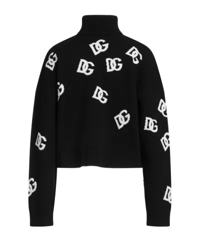 Dolce & Gabbana Long Sleeve Knitted Turtleneck Sweater In Black