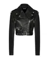 Dolce & Gabbana Cropped Leather Biker Jacket In Black