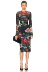 Dolce & Gabbana Flower Print Satin Midi Dress In Multi