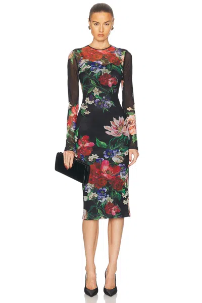 Dolce & Gabbana Long Sleeve Midi Dress In Black