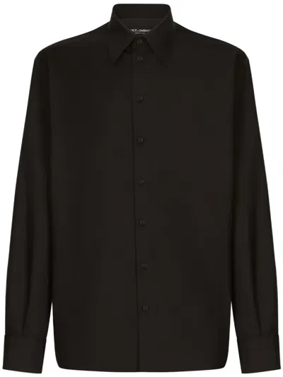 Dolce & Gabbana Long-sleeve Pointed-collar Shirt In Black