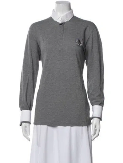 Pre-owned Dolce & Gabbana Long Sleeve Polo In Gray