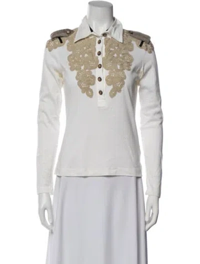 Pre-owned Dolce & Gabbana Long Sleeve Polo In Neutrals