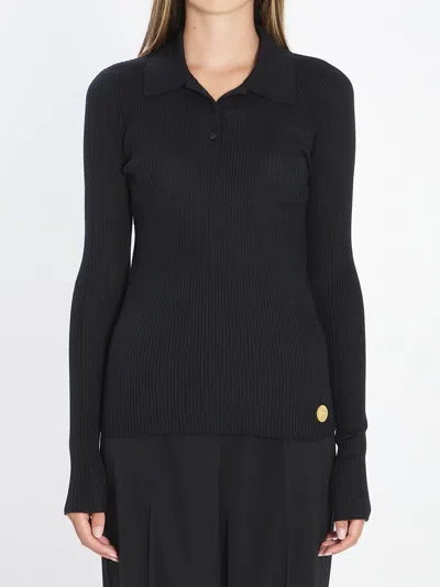 Dolce & Gabbana Long-sleeve Polo Shirt In Black