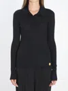 Dolce & Gabbana Women Ribbed Polo Sweater In Black