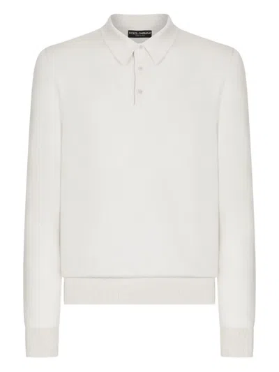 Dolce & Gabbana Long-sleeve Polo Shirt In White