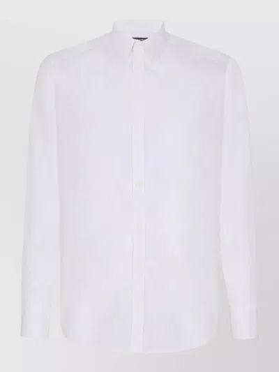 Dolce & Gabbana Long Sleeve Poplin Shirt Button Down Collar In White