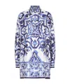 Dolce & Gabbana Majolica-print Silk Shirt In Blue