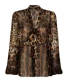 Dolce & Gabbana Leopard-print Chiffon Pussy-bow Shirt In Brown