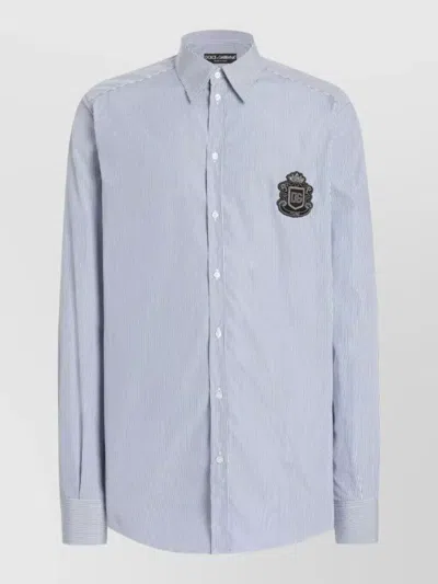 Dolce & Gabbana Long Sleeve Shirt Button Down Collar In Blue