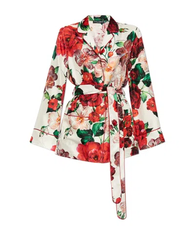 DOLCE & GABBANA DOLCE  GABBANA ROSE PRINTED LONG-SLEEVED TWILL PAJAMA SHIRT