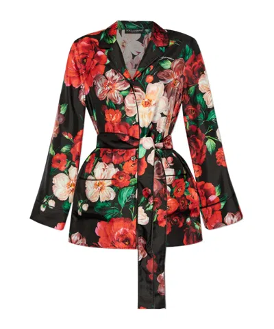 DOLCE & GABBANA DOLCE  GABBANA ROSE PRINTED LONG-SLEEVED TWILL PAJAMA SHIRT