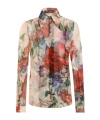 Dolce & Gabbana Bouquet Fantichi Sheer Chiffon Button-down Blouse In Nude