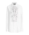 Dolce & Gabbana Cotton Tuxedo Shirt With Rhinestone-embroidered Shirt Front In Optical White
