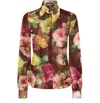 Dolce & Gabbana Camicia In Chiffon Stampa Camelia In Red