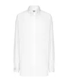 Dolce & Gabbana Long-sleeved Cotton Shirt With Embroidered Collar In White