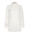 Dolce & Gabbana Devoré Satin Pussy-bow Shirt With All-over Dg Logo In White