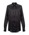 Dolce & Gabbana Long Sleeve Printed Silk Shirt In Black