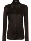 Dolce & Gabbana Long-sleeved Silk Shirt In Schwarz