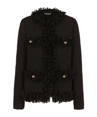 Dolce & Gabbana Long Sleeve Single Breasted Jacket In Black