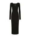 Dolce & Gabbana Long-sleeve Square-neck Midi Dress In Black