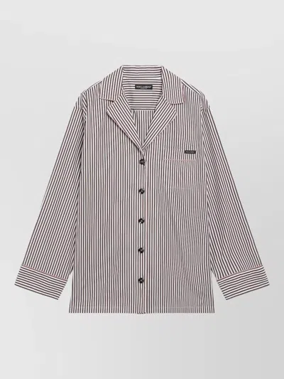 Dolce & Gabbana Brown Striped Shirt Striped Shirt With Classic Collar And Long Sleeves For Men