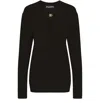 Dolce & Gabbana Viscose Sweater With Crystal Dg Embellishment In Black