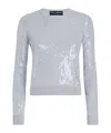 Dolce & Gabbana Crew-neck Sweater With Sequin Embellishment In Gray