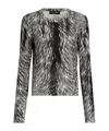 Dolce & Gabbana Fur Print Silk Sweater In Pelliccia Fdo.grigio
