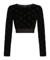 Dolce & Gabbana Cotton Chenille Crop Top With Logo In Black