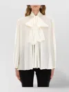 Dolce & Gabbana Long Sleeve Top With Bow And Pleats In White
