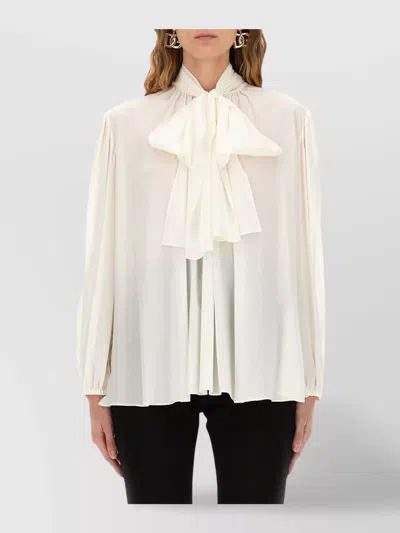 DOLCE & GABBANA LONG SLEEVE TOP WITH BOW AND PLEATS