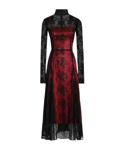 Dolce & Gabbana Chantilly Lace Fit-flare Midi Dress In Black