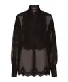 Dolce & Gabbana Organza Tuxedo Shirt With Lace Inserts In Black