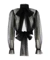 Dolce & Gabbana Lace Blouse With Bow Detail And Ruffle Cuffs In Black