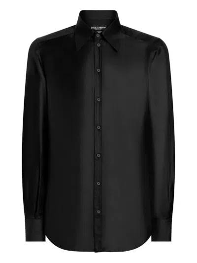 Dolce & Gabbana Long-sleeved Button-fastening Shirt In Black