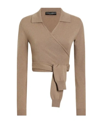 Dolce & Gabbana Long-sleeved Cardigan In Brown