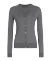 Dolce & Gabbana Silk V-neck Cardigan With Dg Logo Embroidery In Gray
