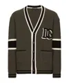 Dolce & Gabbana Striped Virgin Wool V-neck Cardigan In Military Green