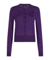 Dolce & Gabbana Flower Applique Silk Cardigan In Purple