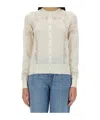 Dolce & Gabbana Cashmere And Silk Cardigan With Lace Inlay In White