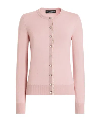 Dolce & Gabbana Long-sleeved Cashmere Knitwear In Pink