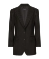 Dolce & Gabbana Vertical Striped Wool Suit With Buttoned Hems In Black