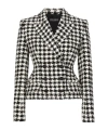 Dolce & Gabbana Double Breast Houndstooth Blazer In Black