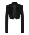 Dolce & Gabbana Single-breasted Wool Gabardine Spencer Tuxedo Jacket In Black